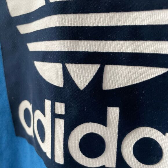 Adidas Blue Texture Trefoil Crew Neck Sweatshirt XS - Picture 3 of 8